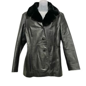 Worthington Leather Coat, Detachable Collar